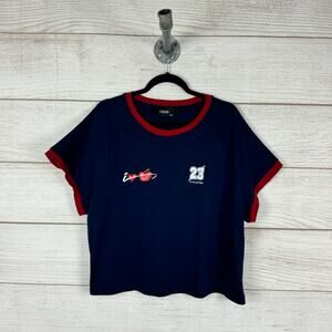 Cider Plus Size Navy & Red I Love NY Graphic Crop Short Sleeve Tee Size 4XL